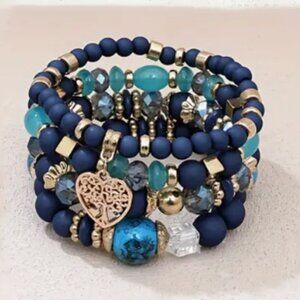 Boho Beaded Set of Four Bracelets.